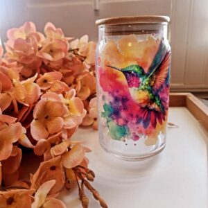 16oz Glass Cup with Colibri Decal